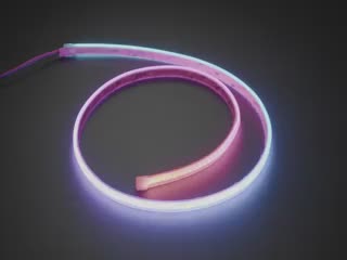 Video of LED strip in a spiral emitting rainbow colors.