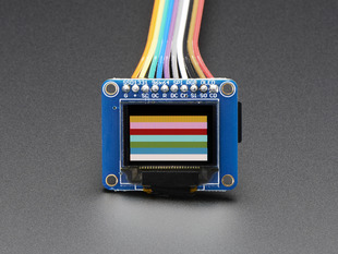 16-bit Color 0.96" Color OLED with color bars test pattern