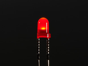 Single LED lit up red - 3mm.