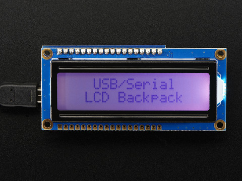 USB + Serial Backpack Kit with 16x2 RGB backlight positive LCD - Black on RGB